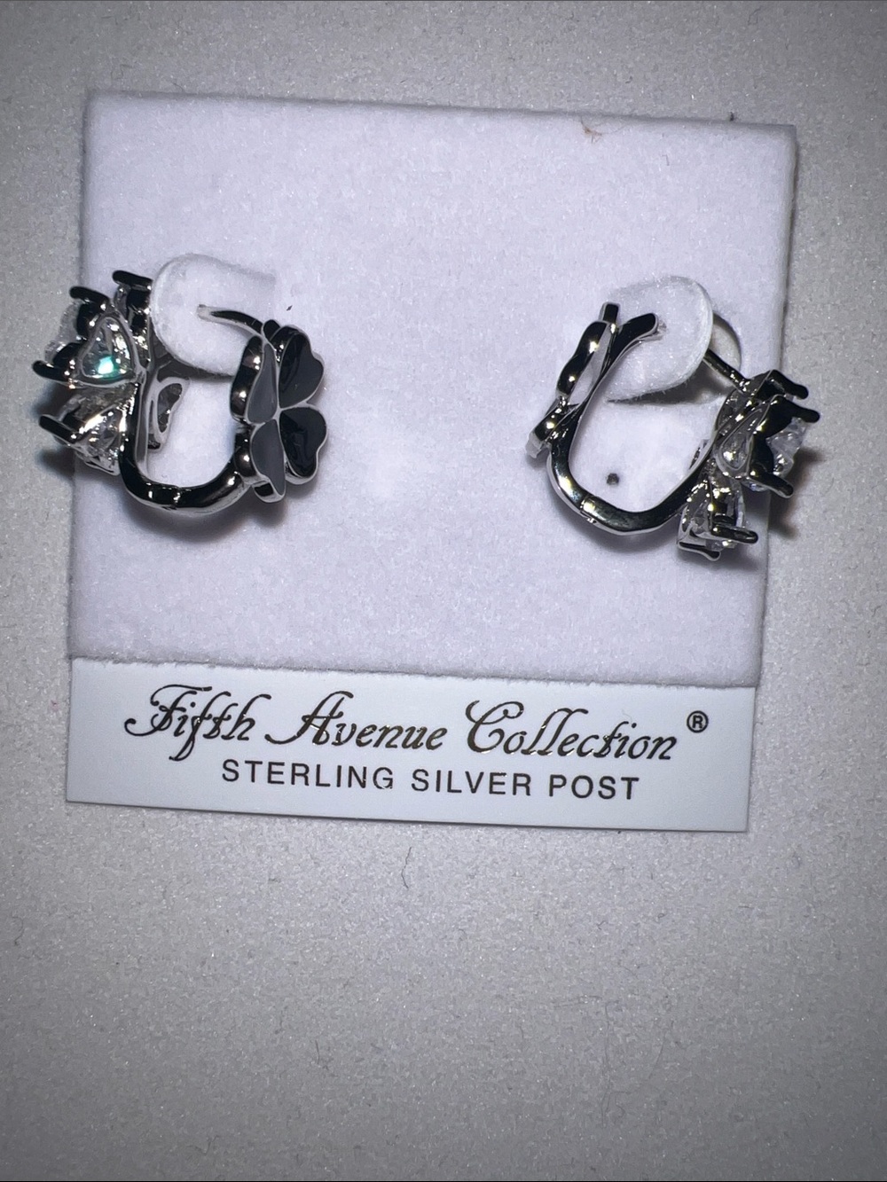 Fifth Avenue Collection Silver clover double sided Hoop Earrings - Silver